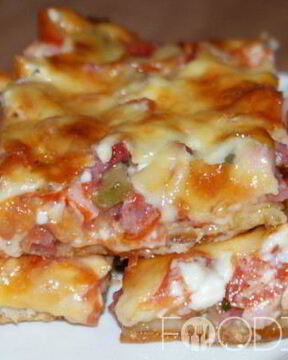 Пицца двухслойная с дрожжевым тестом и лавашом