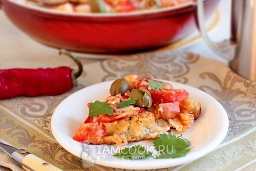 Рецепт пиццы на кефире на сковороде