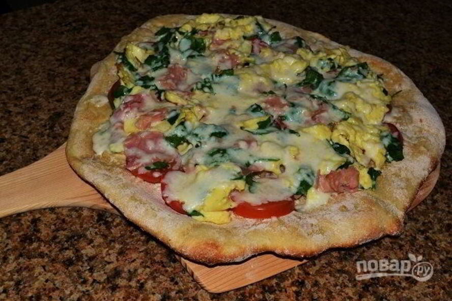 Рецепт пиццы с сыром и ветчиной