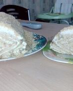 Торт творожный домик из печенья с бананом