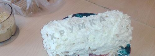 торт творожный домик из печенья с бананом. Шаг 8