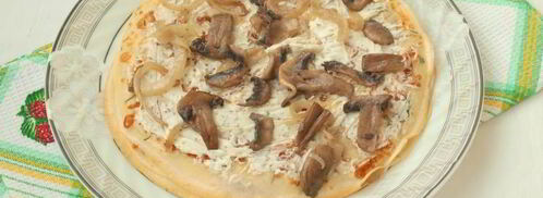 закусочный блинный торт с шампиньонами. Шаг 7