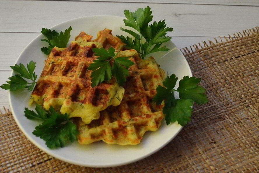Рецепт вафель с сыром и зеленью