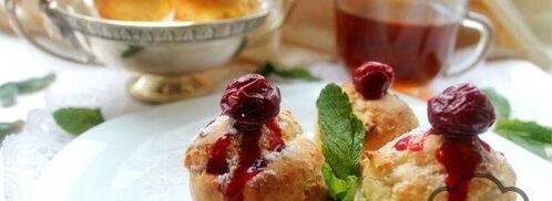 домашние профитроли с начинкой из вишен. Шаг 9