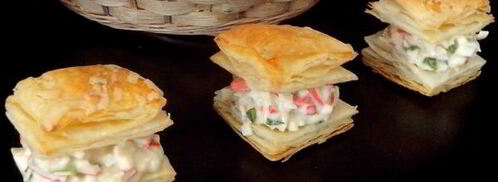 закусочные слойки с крабовым мясом, сливочным сыром и зеленью. Шаг 12