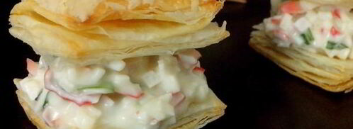 закусочные слойки с крабовым мясом, сливочным сыром и зеленью. Шаг 13