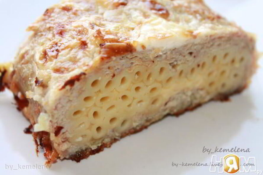 Рецепт мясной запеканки с макаронами соты