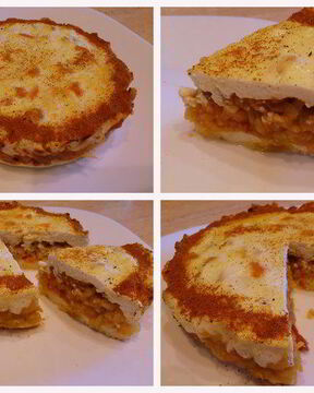 Творожная запеканка с яблочной начинкой