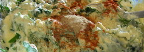 творожный пирог-запеканка с летней зеленью, помидорами черри и фетой. Шаг 5