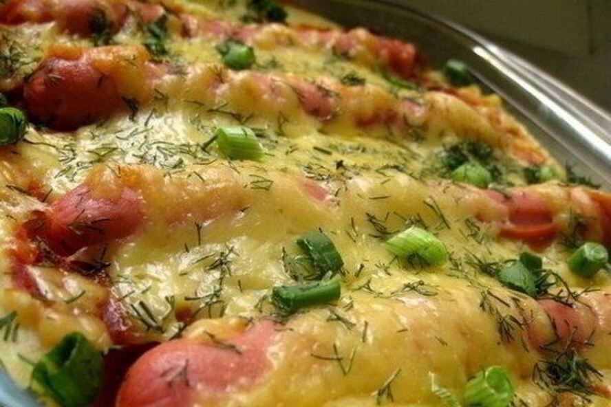 Рецепт запеканки из картофельного пюре с сосисками в духовке