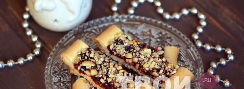 песочные полоски с джемом и орехами. Шаг 11