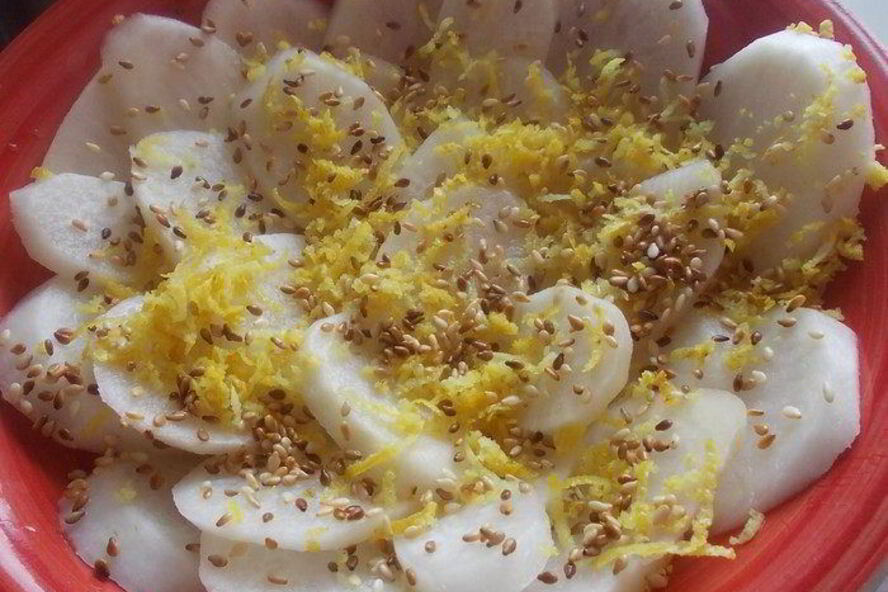 Рецепт дайкона маринованного в лимонной цедре