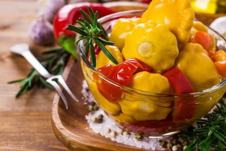 Рецепт маринованных патиссонов с перцем