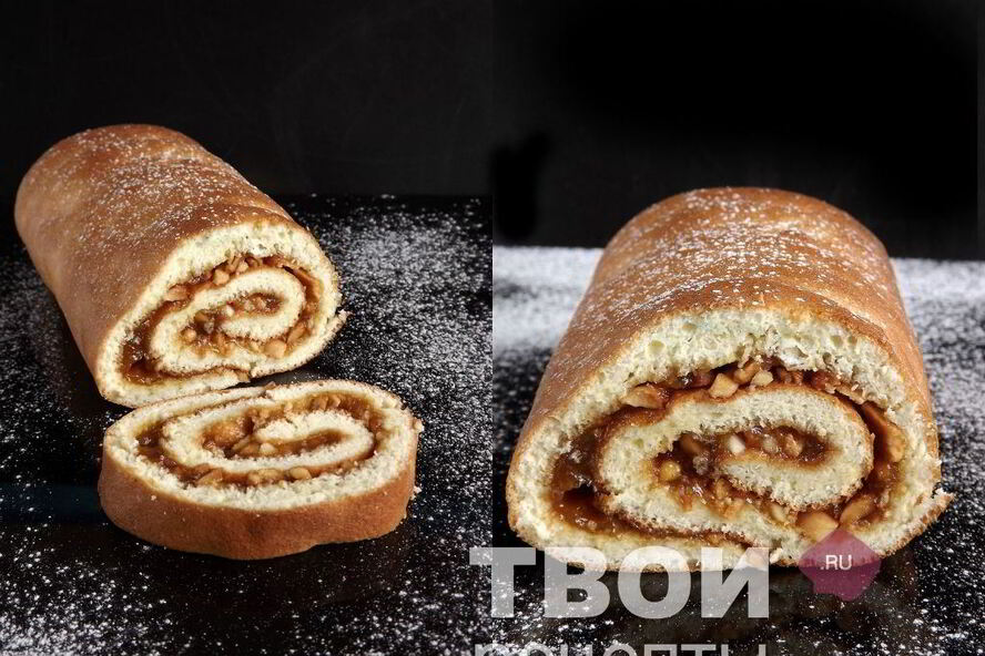 Рецепт рулета с повидлом и арахисом