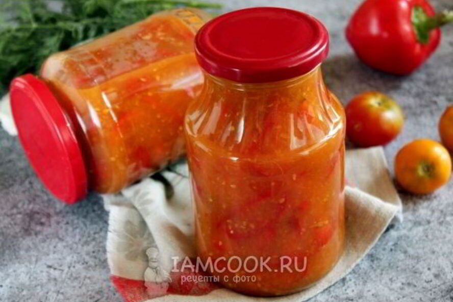 Рецепт сладкого перца в помидорах без масла на зиму