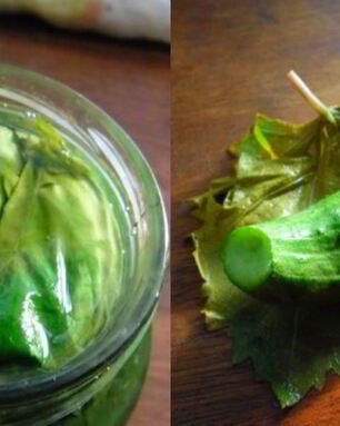 Малосольные огурцы в виноградных листьях