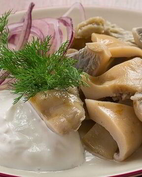 Соленые грибы со сметаной