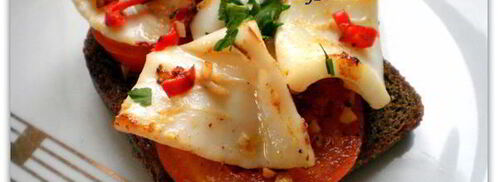 брускетта с кальмарами и чили. Шаг 7