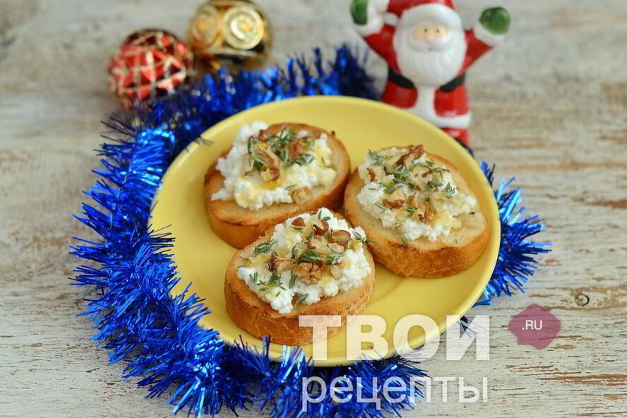 Рецепт брускетты с козьим сыром и грецкими орехами