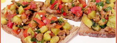 брускетта с мясом и овощами. Шаг 6