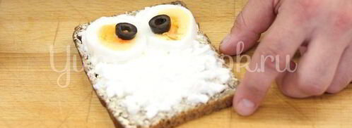 детский бутерброд сова. Шаг 3