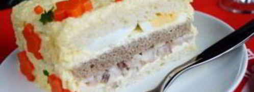 закусочный бутербродный торт с рыбой. Шаг 8