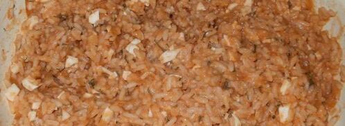 фаршированные кальмары с рисом и яйцом. Шаг 4