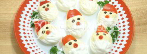 фаршированные яйца дед мороз. Шаг 8