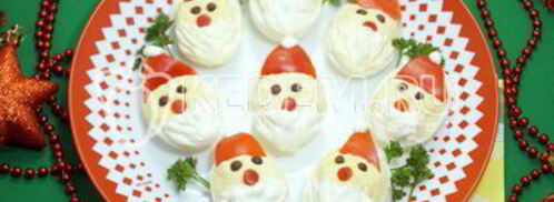 фаршированные яйца дед мороз. Шаг 9