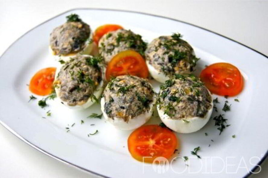 Рецепт фаршированных яиц с грибами