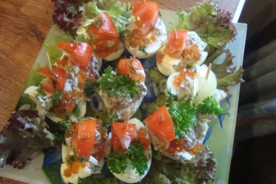 Рецепт канапе яйца фаршированные ореховой начинкой