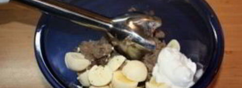 яйца, фаршированные куриной печенью. Шаг 3