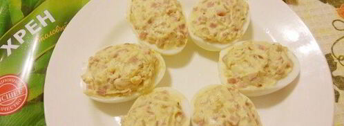 яйца, фаршированные ветчиной и хреном. Шаг 7