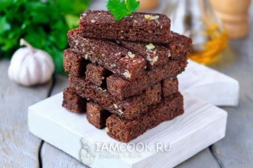 Рецепт гренков из бородинского хлеба с чесноком