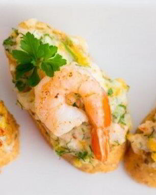 Гренки с креветками