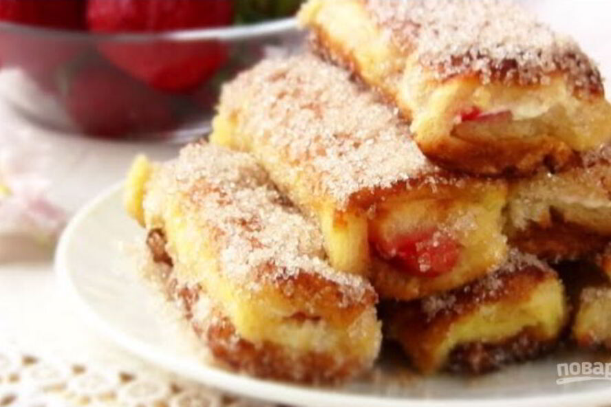 Рецепт сладких рулетиков-гренков по-французски