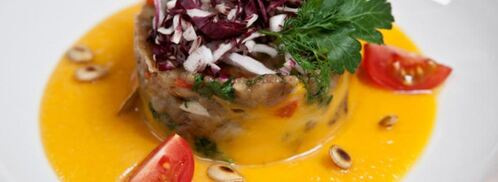 баклажанная икра на тыквенном пюре. Шаг 8