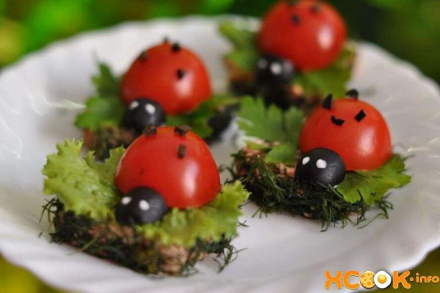 Рецепт бутербродов канапе божья коровка