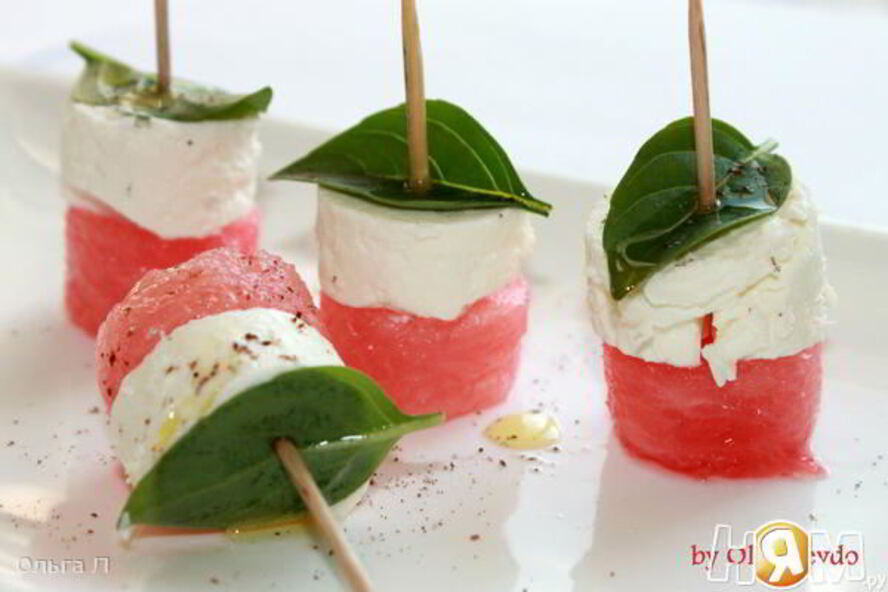 Рецепт канапе с арбузом и фетой