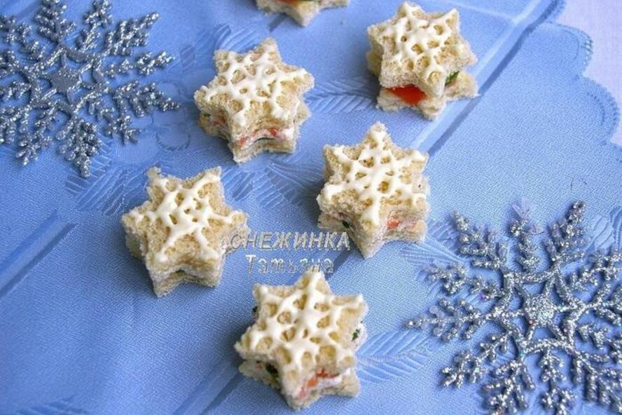 Рецепт канапе с красной рыбой снежинки