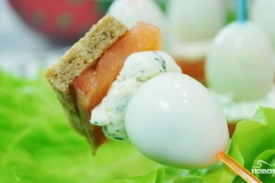 Рецепт канапе с перепелиными яйцами