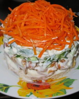 Корейская морковь с курицей