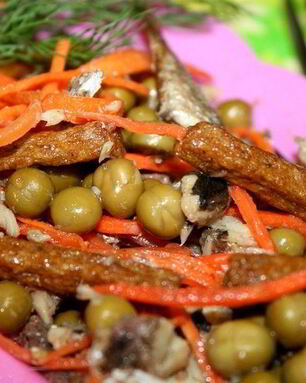 Корейская морковка с сухариками