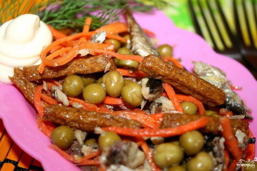 Рецепт корейской морковки с сухариками