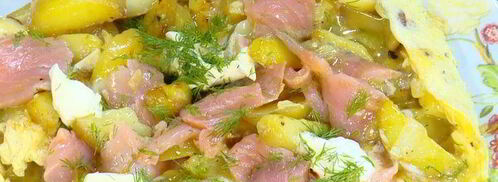 испанский омлет с картофелем, семгой и укропом. Шаг 10