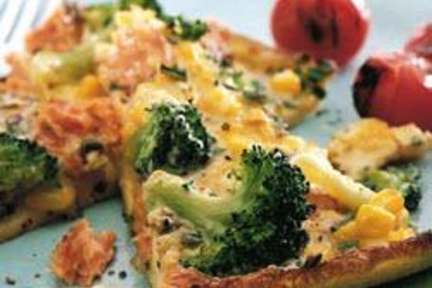 Рецепт омлета с брокколи и консервированным лососем