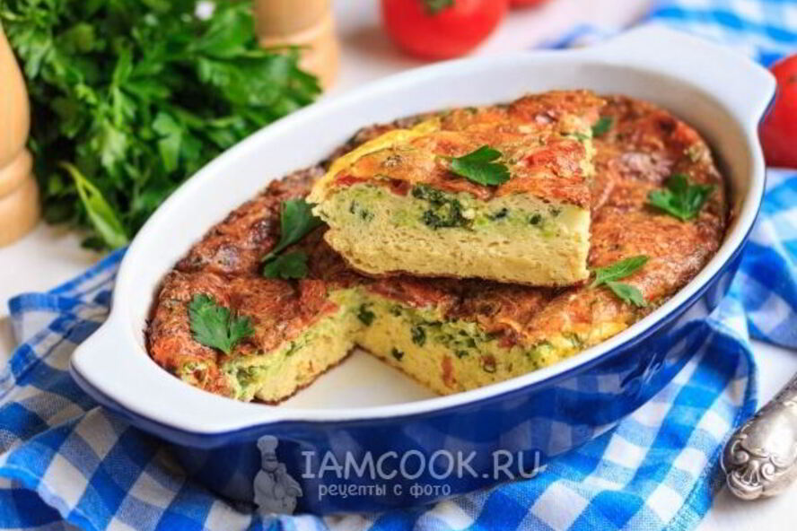 Рецепт омлета с помидорами, кабачками и сыром в духовке