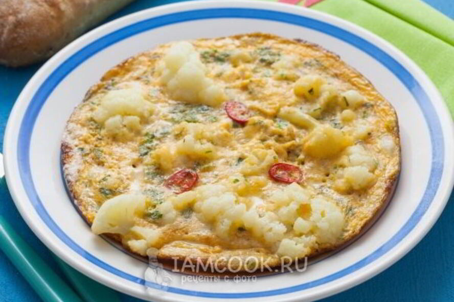 Рецепт омлета с цветной капустой на сковороде