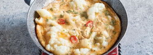 омлет с цветной капустой на сковороде. Шаг 8