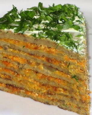 Печеночный торт с блинами